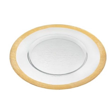 Homeroots Round Gold Border Glass Charger Plate 386761